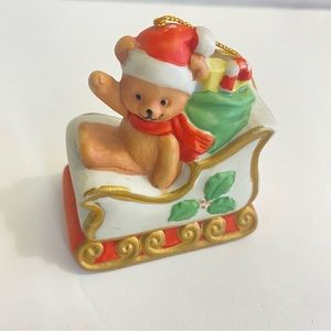 Teddy Bear Santa Sleigh Vintage Bell Ornament J.S.N.Y Philippines